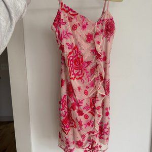 Parker Floral Mesh Embroidered Lace Cherry Mini Dress XS NWT